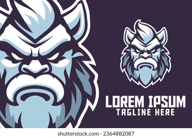 Yeti Icon Badge Emblem and Monster Mascot Head Logo: Bigfoot Template for Sport and Esport
