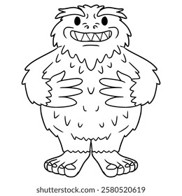 yeti illustration hand drawn outline vector