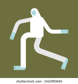 Yeti isolated. Bigfoot walking. Snow man vector illustration. Sasquatch