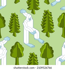 Yeti isometric pattern seamless. bigfoot now monster background. Baby fabric texture