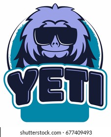 Yeti mascot cartoon character design, vector logo.