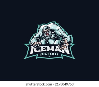 Yeti mascot logo design. Bigfoot vector illustration. Logo illustration for mascot or symbol and identity, emblem sports or e-sports gaming team