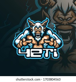 yeti mascot logo design vector with modern illustration concept style for badge, emblem and tshirt printing. angry yeti illustration for esport team.