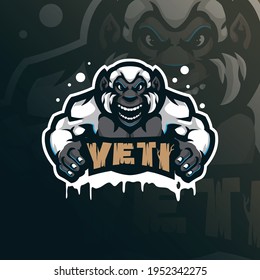 Yeti mascot logo design vector with modern illustration concept style for badge, emblem and tshirt printing. Angry yeti illustration for sport team.