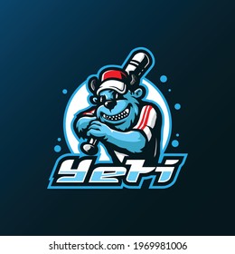 Yeti mascot logo design vector with modern illustration concept style for badge, emblem and t shirt printing. Yeti baseball illustration for sport team.