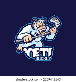 Yeti mascot logo design vector with modern illustration concept style for badge, emblem and t shirt printing. Yeti hockey illustration for sport and esport team.
