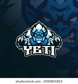 Yeti mascot logo design vector with modern illustration concept style for badge, emblem and t shirt printing. Angry yeti illustration for sport team.