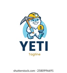 Yeti mining logo design, yeti character logo