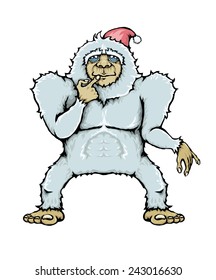 Yeti monster. Yeti Monster In Christmas Day. 