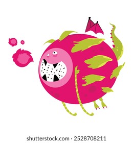 Yeti Monster. Dragonfruit. Vector illustration of yeti monster as a dragonfruit with fruit and dragon appearance. Fits any kind of project, from web and mobile to packaging and presentation