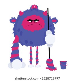 Yeti Monster. Janitor. Vector illustration of yeti monster character as a janitor. Fits any kind of project, from web and mobile to packaging and presentation