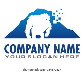 Yeti Mountain Pixel Image Silhouette Logo