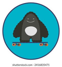 Yeti on skateboard. Yetty icon. Illustration of Yeti on skateboard. Vector illustration EPS 8