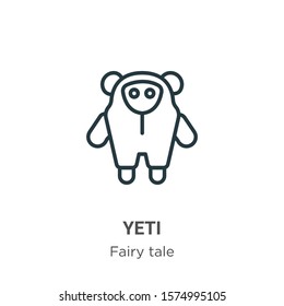 Yeti outline vector icon. Thin line black yeti icon, flat vector simple element illustration from editable fairy tale concept isolated on white background