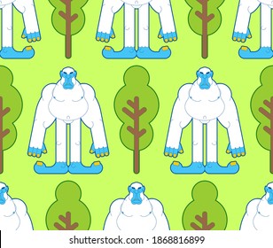 Yeti pattern seamless. Bigfoot abominable snowman background. Baby fabric ornament