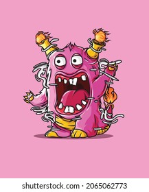 Yeti Pink Character Animal Design T-Shirt