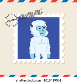 Yeti postage stamp on air mail envelope