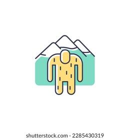 Yeti RGB color icon. Mysterious ape-like creature. Nepali folklore. Abominable snowman living in Himalayan mountains. Hairy mountain creature. Isolated vector illustration. Simple filled line drawing