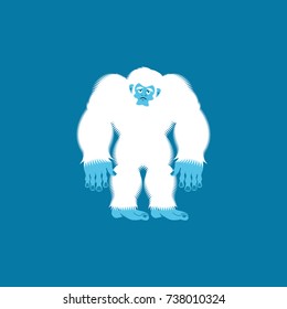 Yeti sad. Bigfoot sorrowful. Abominable snowman depression. Vector illustration
