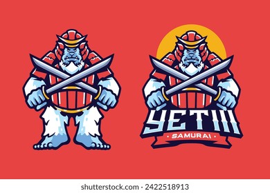 Yeti Samurai Holding a Swords Mascot Design