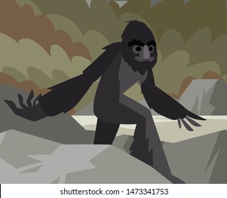 yeti,  sasquatch  or big foot walking creature