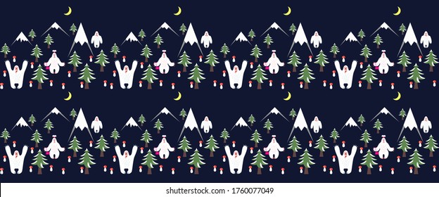 Yeti seamless pattern. Vector illustration