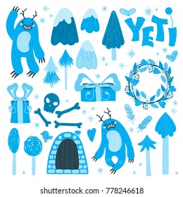 Yeti set, vector illustration