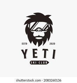 Yeti ski logo vector icon on white background, yeti snowboarding logo