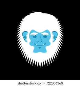 Yeti sleeping emoji. Bigfoot asleep emotion face. Abominable snowman sleeper avatar. Vector illustration