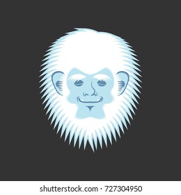 Yeti sleeping emoji. Bigfoot asleep emotion face. Abominable snowman sleeper avatar. Vector illustration