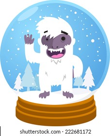 Yeti in Snow globe vector illustration