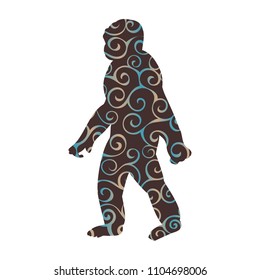 Yeti snow man pattern silhouette legend