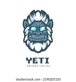 Yeti Wearing Glasses Mascot Logo Design Illustration Vector for Sports, eSport, Gaming, Team or Club