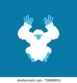 Yeti yoga. Bigfoot yogi. Abominable snowman relaxation and cognition. Vector illustration
