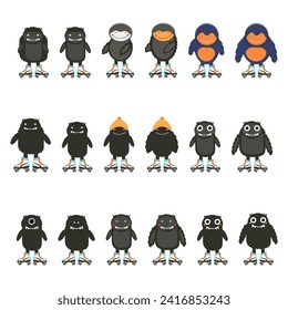 Yetis on roller. Yeti vector illustration. Monscter characters. Vector illustration EPS 10