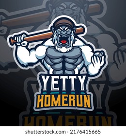 Yetty homerun esport mascot logo design