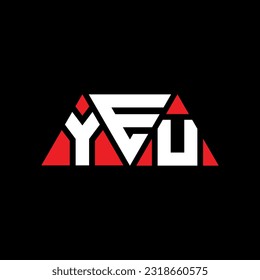 YEU triangle letter logo design with triangle shape. YEU triangle logo design monogram. YEU triangle vector logo template with red color. YEU triangular Simple, Elegant, and Luxurious Logo