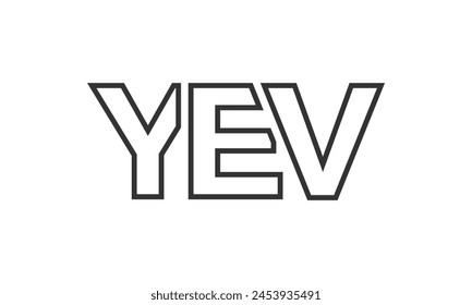YEV logo design template with strong and modern bold text. Initial based vector logotype featuring simple and minimal typography. Trendy company identity ideal for businesses brand presence.