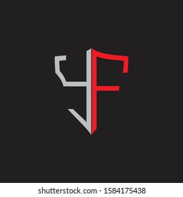 YF Abstract logo monogram with shield elements isolated on black background