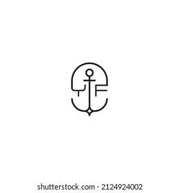 YF creative letter logo design in anchor concept with high quality professional design that will print well across any print media