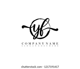 YF initial handwriting logo circle template vector