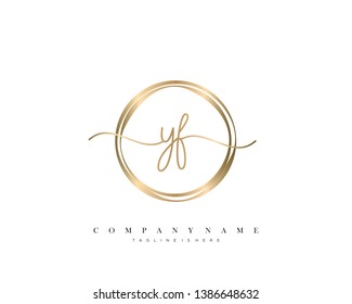 YF initial handwriting logo template vector