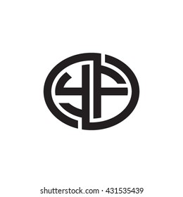 YF initial letters looping linked ellipse monogram logo