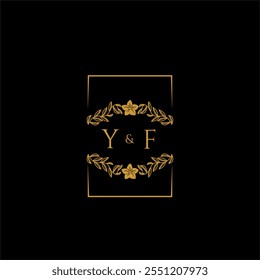 YF initial monogram decoration for wedding logo with creative square line