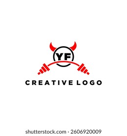 YF initial monogram for fitnes or gym logo with devil style design