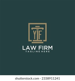 YF initial monogram logo for lawfirm with pillar design in creative square