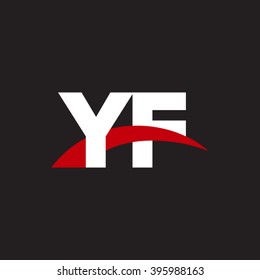 YF initial overlapping swoosh letter logo white red black background