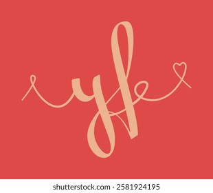 YF initial wedding monogram calligraphy vector illustration. Hand drawn lettering y and f love logo design for valentines day poster, greeting card, photo album, banner print or tattoo.