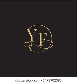 YF letter circle and organic style luxury concept wedding monogram design