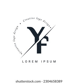 Diseño del logotipo de la carta YF con un corte creativo. Diseño de logotipo creativo